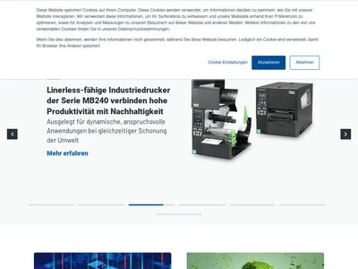 Website von TSC Auto ID Technology EMEA GmbH