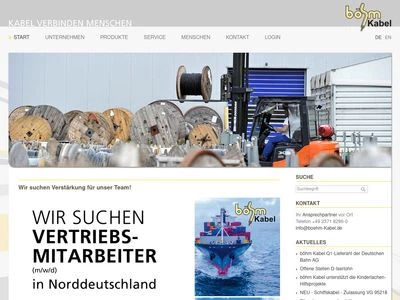 Website von böhm Kabeltechnik GmbH