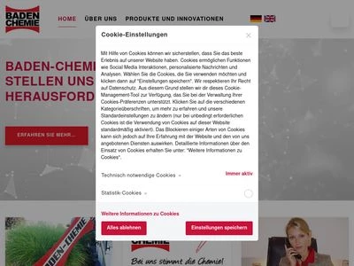 Website von BADEN-CHEMIE GmbH