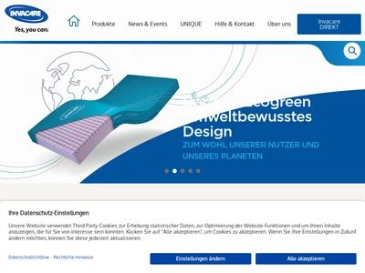Website von Invacare GmbH