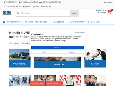 Website von WALTER KLUXEN GmbH Elektro-Fachgroßhandlung
