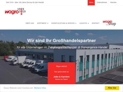 Website von wagro Tabakwaren Philipp Wagner Nachfolger Heinrich Wagner GmbH & Co KG