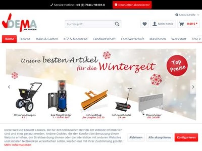 Website von DEMA Vertriebs GmbH