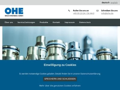 Website von OHE Maschinenbau GmbH