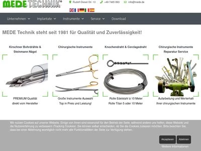 Website von MEDE Technik GmbH