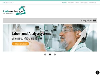 Website von Labexchange - Die Laborgerätebörse GmbH