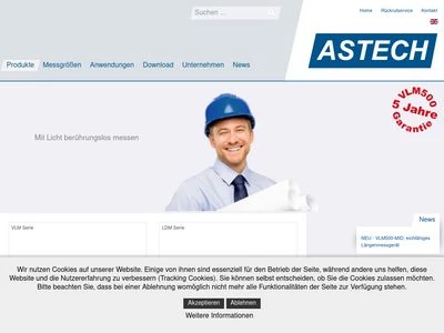 Website von ASTECH Angewandte Sensortechnik GmbH