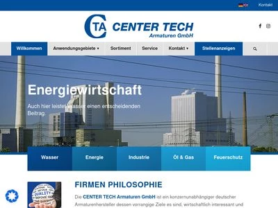 Website von CENTER TECH Armaturen GmbH