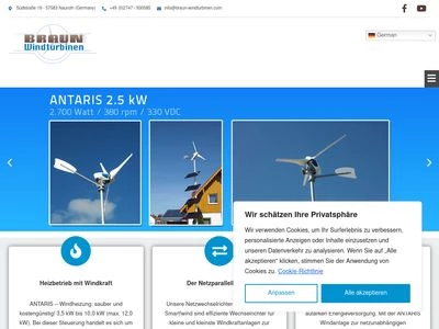 Website von BRAUN Windturbinen GmbH