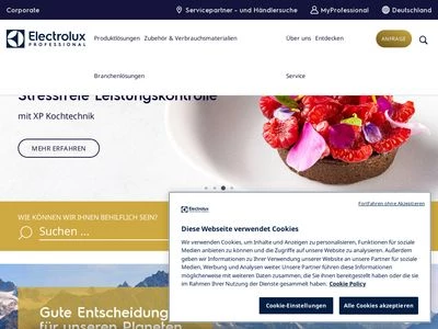 Website von Electrolux Professional GmbH