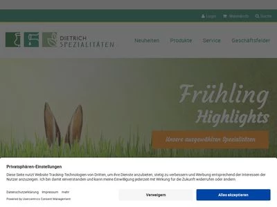 Website von Dietrich Spezialitäten