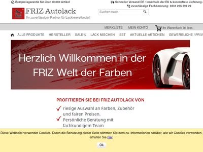 Website von FRIZ Autolack GmbH & Co. KG