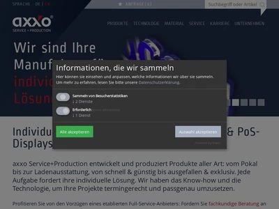 Website von axxo Service+Production GmbH