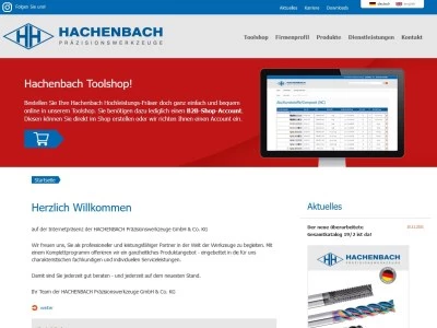 Website von Hachenbach Präzisionswerkzeuge GmbH & Co. KG