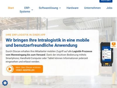 Website von Etiscan Identifikationssysteme GmbH