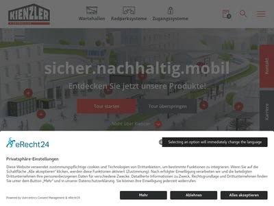 Website von Kienzler Stadtmobiliar GmbH