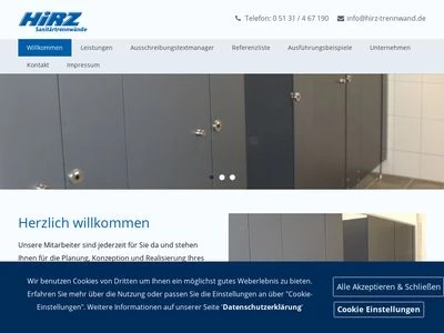 Website von Hirz Trennwand GmbH