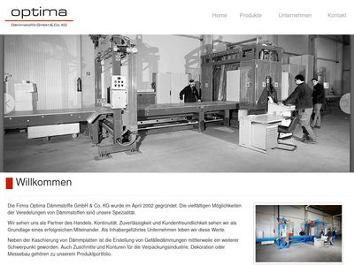 Website von Optima Dämmstoffe GmbH & Co. KG