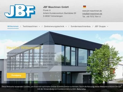 Website von JBF Maschinen GmbH