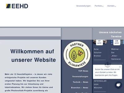 Website von EEHD Erneuerbare Energien – Handel und Distribution GmbH