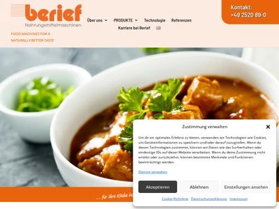 Website von Berief Nahrungsmittelmaschinen GmbH & Co. KG