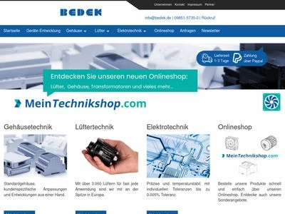 Website von BEDEK GmbH & Co. KG