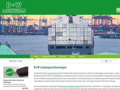 Website von B+W Ladungssicherungen GmbH & Co. KG