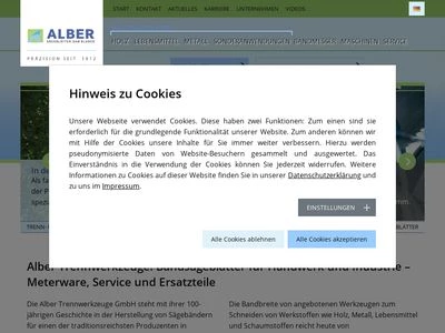 Website von Alber Trennwerkzeuge GmbH