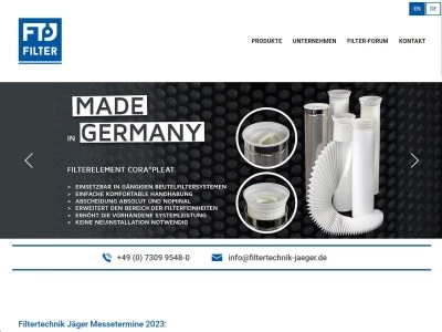 Website von Filtertechnik Jäger GmbH