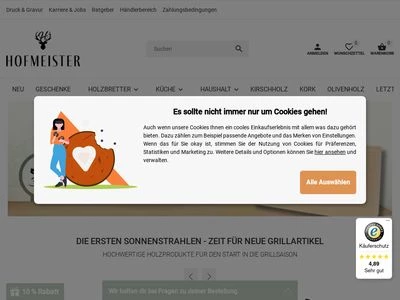 Website von Hofmeister Holzwaren GmbH