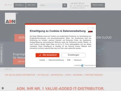 Website von ADN Advanced Digital Network Distribution GmbH
