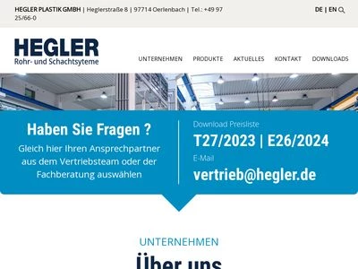 Website von HEGLER PLASTIK GMBH