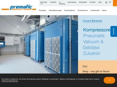 Website von Prematic Drucklufttechnik AG