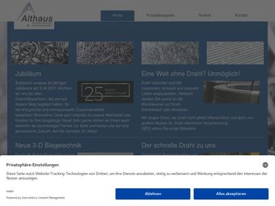 Website von Althaus Drahtformtechnik GmbH