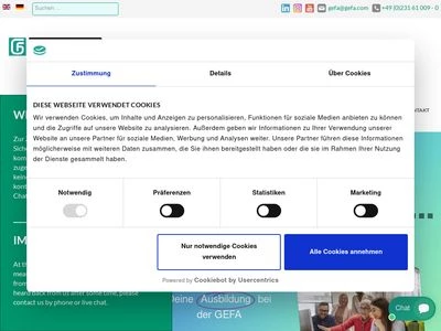 Website von GEFA Processtechnik GmbH