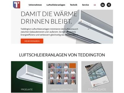 Website von Teddington Luftschleieranlagen GmbH