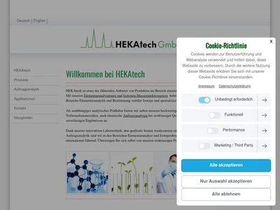 Website von HEKAtech GmbH - Analysentechnik