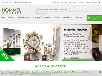 Website von Hommel Hercules Werkzeughandel GmbH & Co. KG