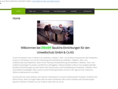 Website von Zieger Bauliche Einrichtungen f.d. Umweltschutz GmbH & Co. KG