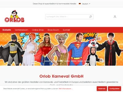 Website von Orlob Karneval GmbH