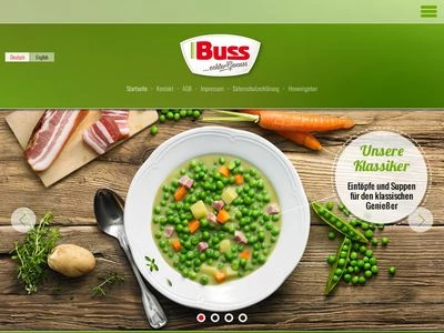 Website von Buss Fertiggerichte GmbH