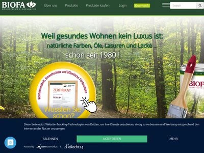Website von BIOFA Naturprodukte W. Hahn GmbH