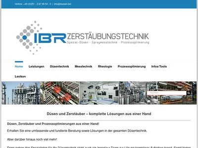 Website von IBR Zerstäubungstechnik GmbH