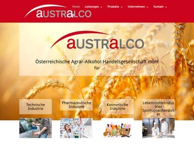 Website von AustrAlco Österreichische Agrar-Alkohol HandelsgesmbH