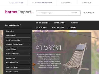 Website von Harms Import & Vertriebs GmbH & Co. KG