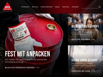 Website von Hase Safety Gloves GmbH