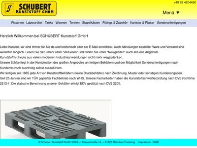 Website von Schubert Kunststoff GmbH