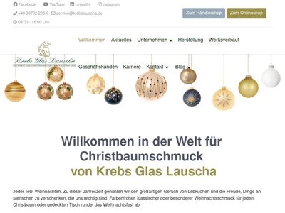 Website von Krebs Glas Lauscha GmbH