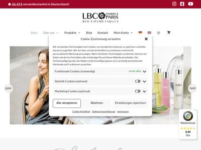 Website von Lbc/Paris BioCosmétiques GmbH