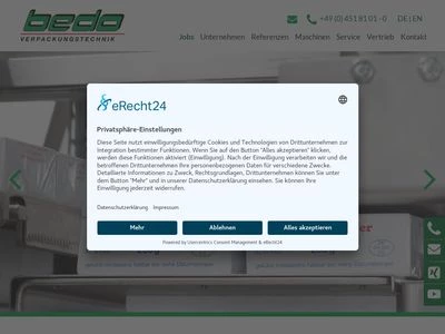 Website von bedo Verpackungstechnik GmbH